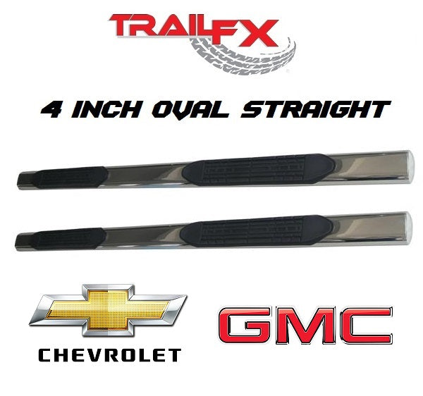 TrailFX® A1502S 4" Oval Straight STAINLESS Step Bars | 00-18 GMC Yukon XL