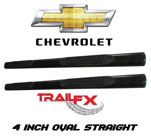 TrailFX® A1538B 4" BLACK Oval Step Bars | 99-18 Chevy Silverado Regular Cab