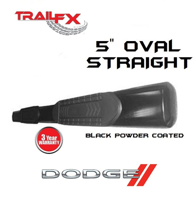 TrailFX 5" Oval Straight BLACK Nerf Bars | Dodge Ram 02-18
