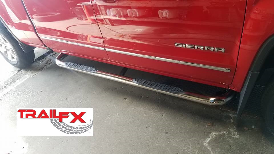 Chevy Silverado 1500 EXTENDED CAB 99-19 STAINLESS 3" Step Bars TrailFX A0030S
